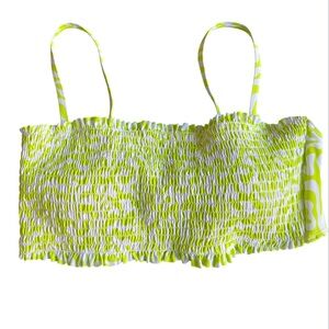 Salt + Cove SZ XL Women's Juniors' Green Zoorama Smocked Bandeau Swim Top NWT